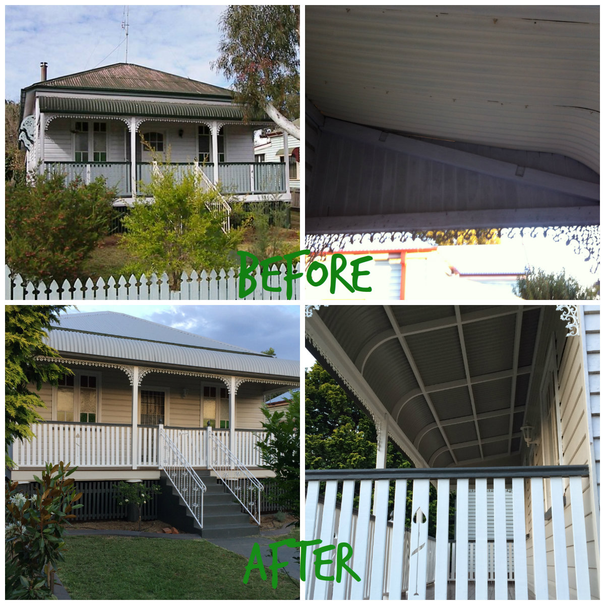 Before & after photos of bullnose verandah restoration