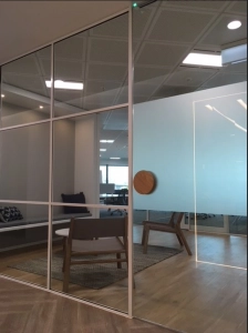 Timber door handle on glass door