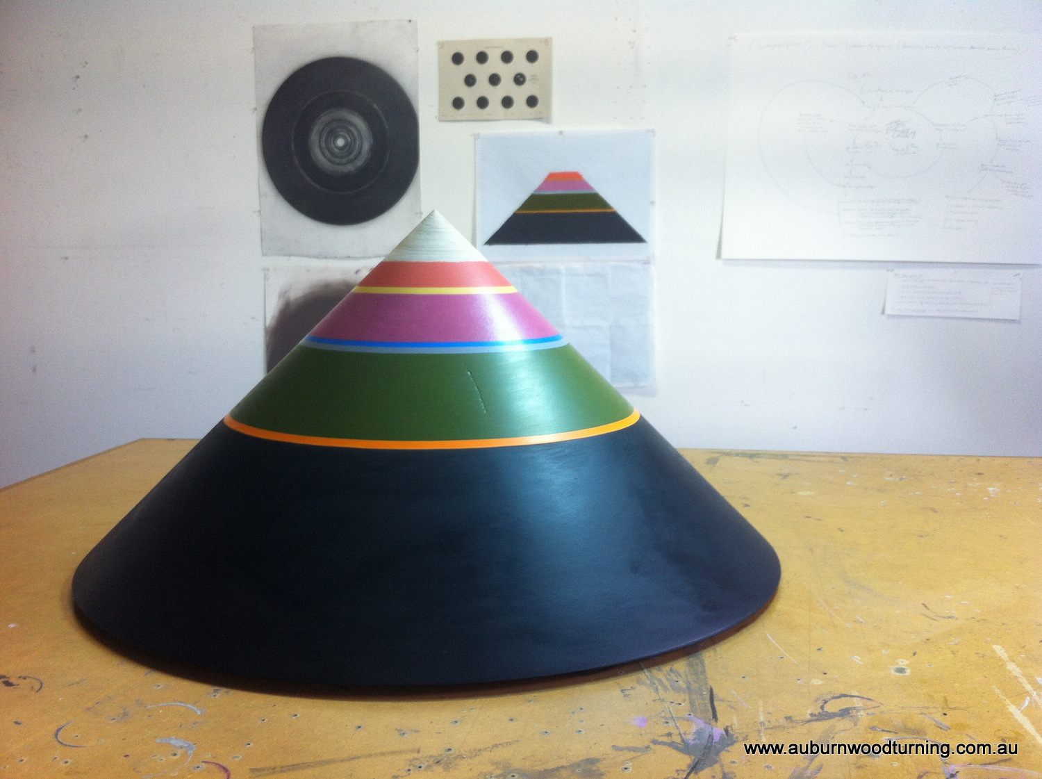 Painted solid timber cone