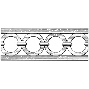 Straight fretwork with linked rings