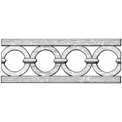 Straight fretwork with linked rings